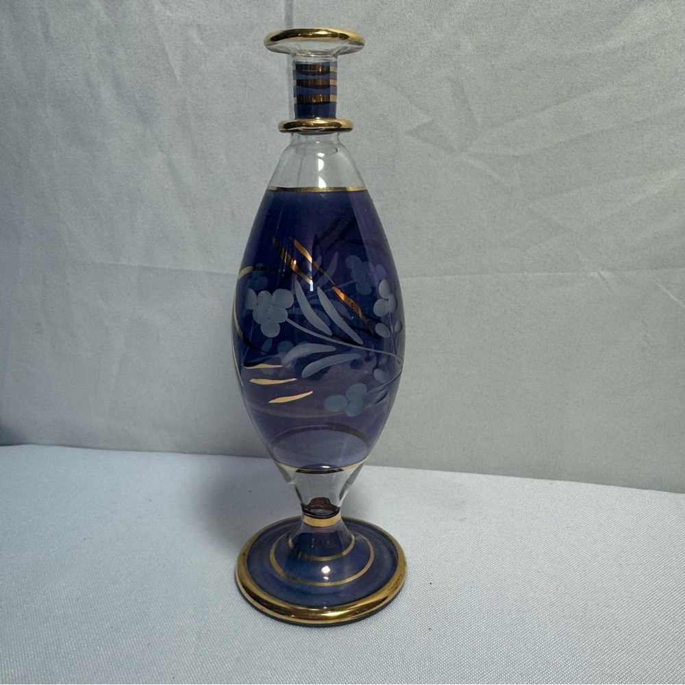 Vintage Elegant Boho Egyptian Colorful Handblown Glass Perfume Bottles Set - Picture 2 of 12